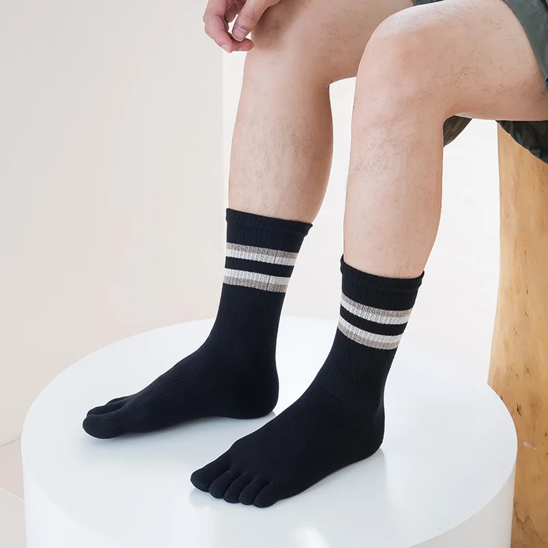 5 Paar Mann kurze Socken Zehen Sport Kompression Baumwolle gestreift dicke schweiß absorbierende elastische dauerhafte Fitness Zehen socken 4 Jahreszeiten