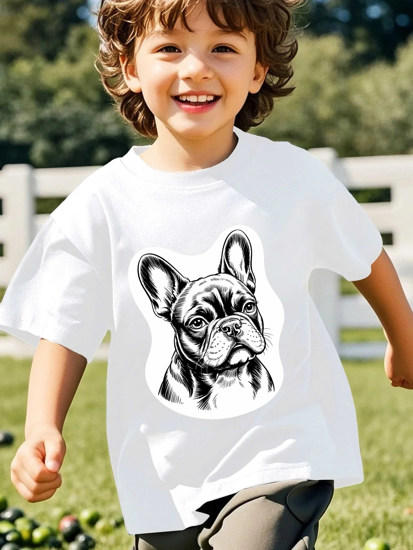 Family French Bulldog Matching Cotton Tee Parent Boy Girl Soft Summer Crew Neck Short Sleeve Top for Dog Lover Fans Tops