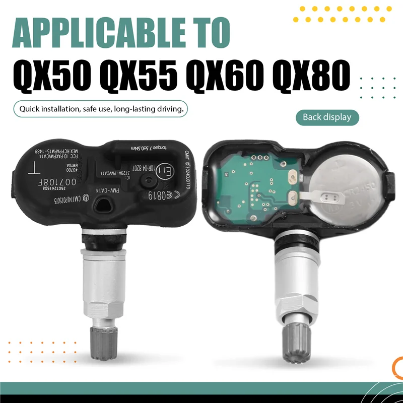 Sensores de pressão dos pneus do carro 4 pçs conjunto para infiniti qx50, qx55 qx60 qx80 nissan altima chutes 2014-2025 40700-6wy0a 407006wy0a-boom