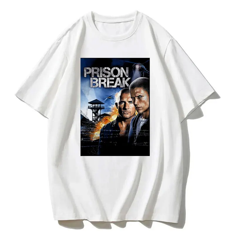 Vintage Michael Scofield Shirt Prison Break Streetwear Tv Series Y2k Aesthetic Clothing T-shirt Harajuku Top Short Sleeve Men