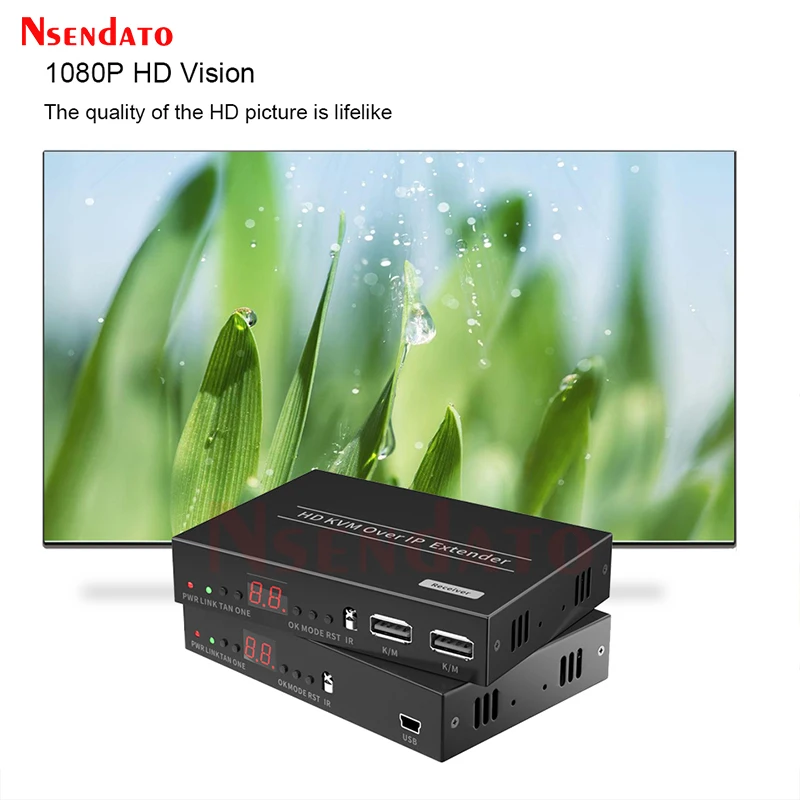 HDMI-Compatible KVM Extender 150M 1080P 60Hz over IP Cat5e/6 With POE H.264 Multi HD KVM USB Ethernet Network Extender For TV PC