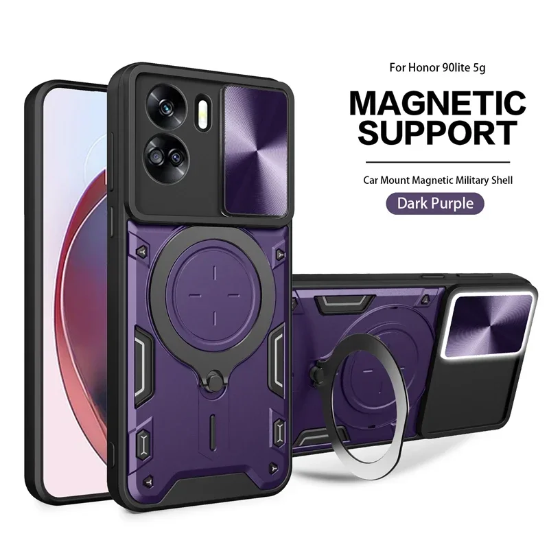 

For Honor 90 Lite Car Holder Magnetic Case for Honor X9B X8B X7B X8 X8A X7A X7 Magic 6 Pro Lite Shockproof Slide Camera Cover
