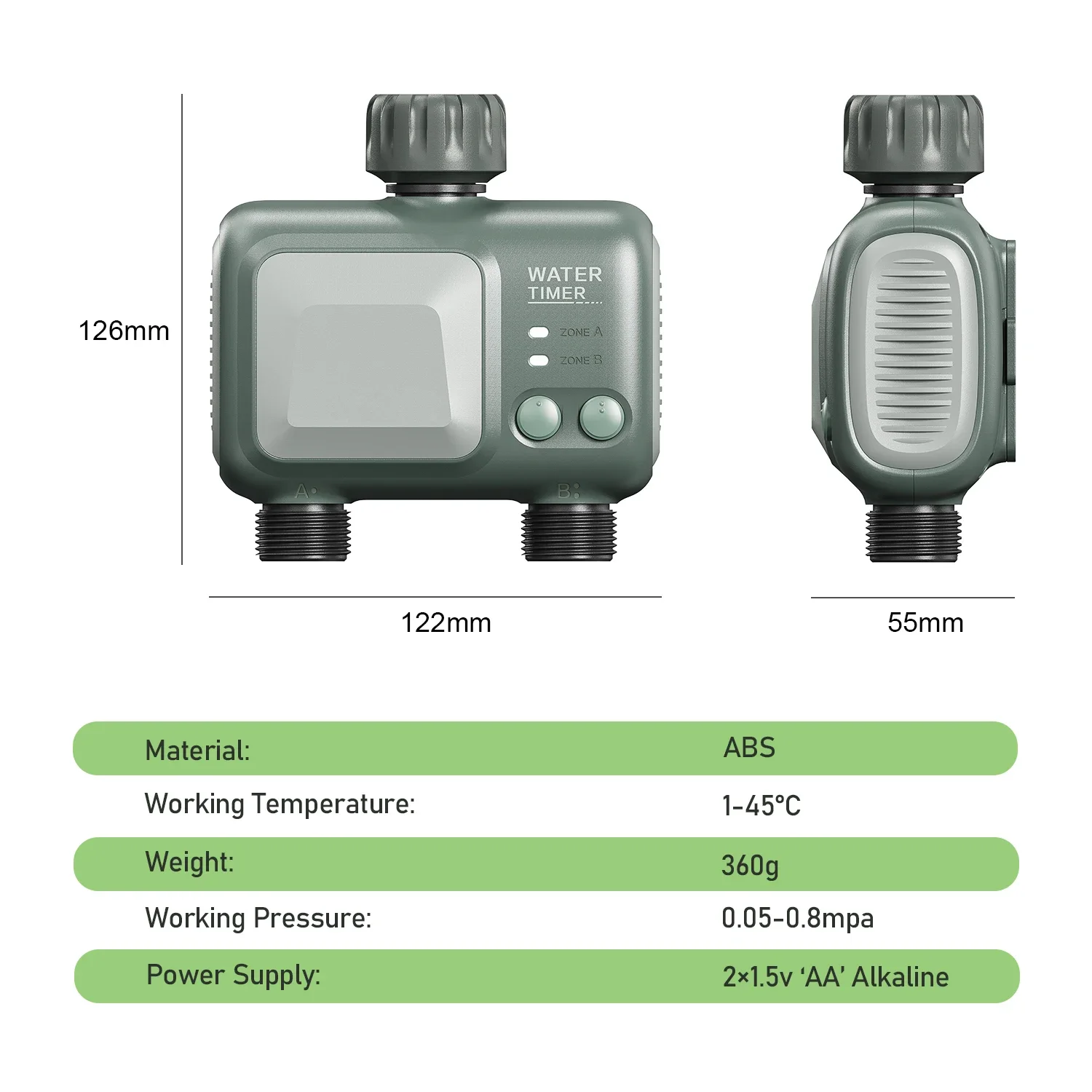 Tuya Wifi Sprinkler Timer 2 Zone, Smart Wassers ch lauch Timer kompatibel mit Alexa und Google Regen verzögerung für Gartenhöfe und Rasenflächen