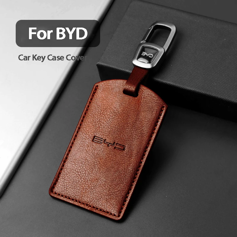 

Leather Car Key Case Cover For BYD Atto3 Yuan Tang EV Han Qin Song Plus DMi Dolphin S7 S6 L3 M6 F3 F0 Keychain Accessories