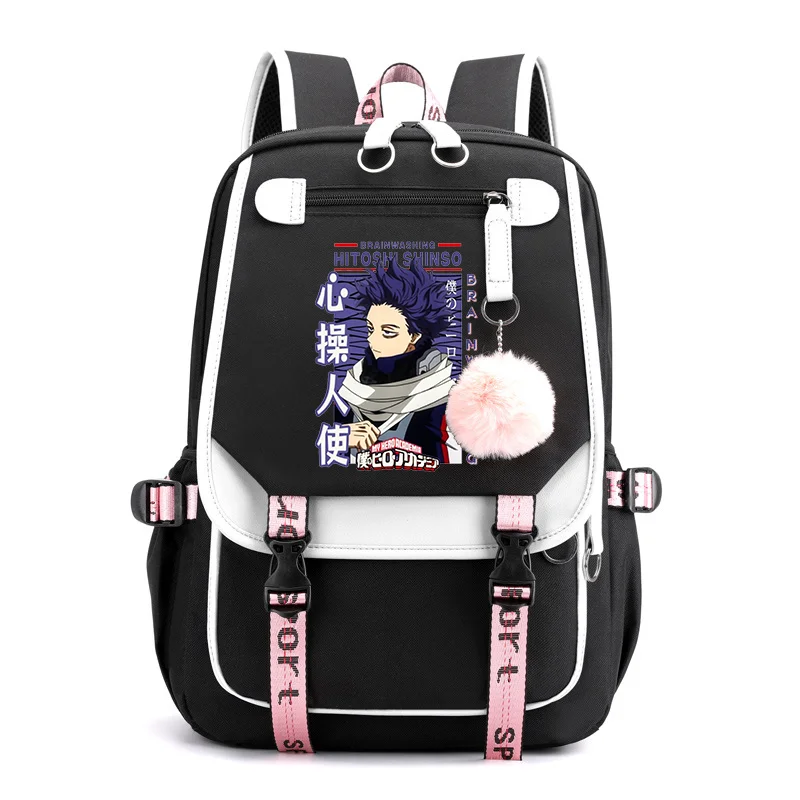 Shinso Hitoshi Backpack Teenage Fashion Street Anime Backpack New USB Zipper Backpack High Quality Rucksack Anime Backpacks