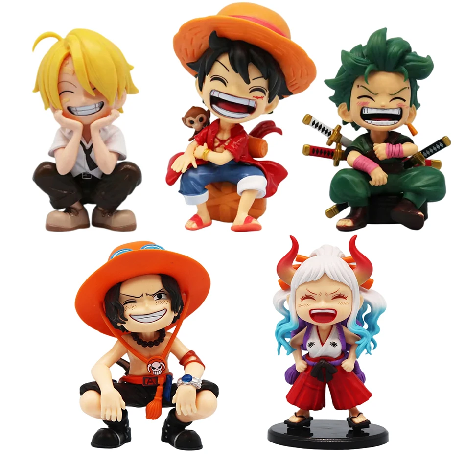 Anime One Piece Monkey D. Luffy Roronoa Zoro Sanji Portgas·D· Ace Yamato Q Versie Anime Figural Pvc Model SurpriseToy Kerstcadeau