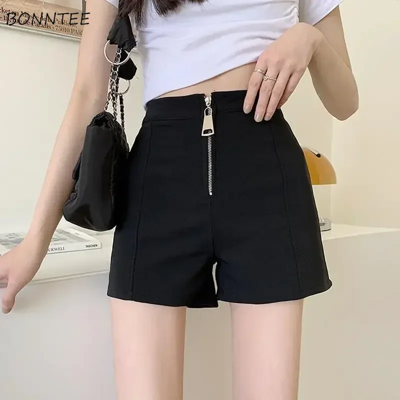 

High Waist Casual Shorts Women Zipper-up Slim Trousers All-match Streetwear Sexy Temper Seductive Summer Tender Personality Chic