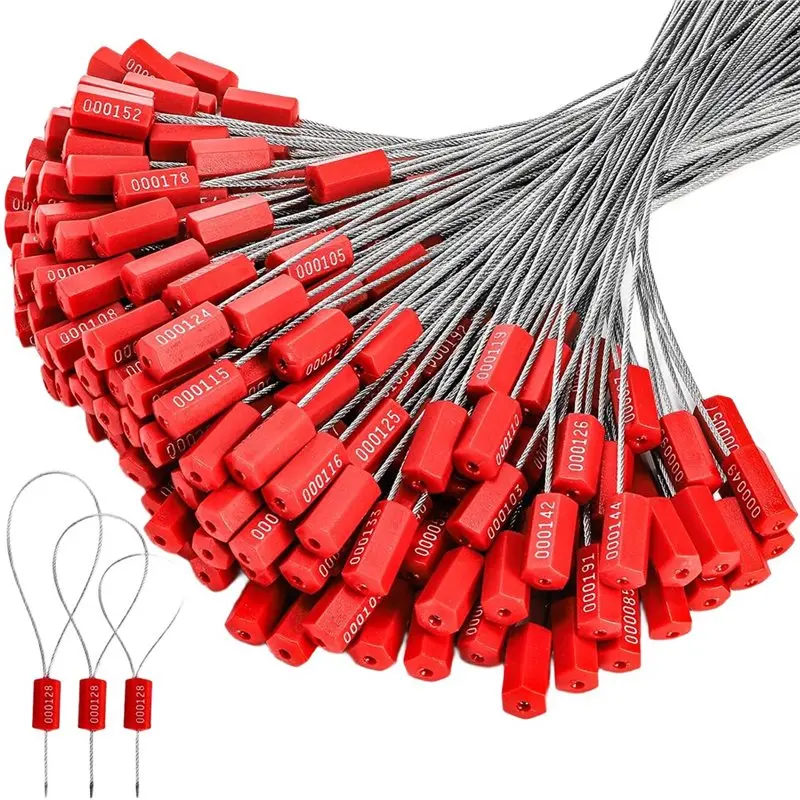 

【A08I】Security Tags 11.8 Inch 200 Pcs Steel Security Cable Seal Numbered Tamper-Proof Container Wire Seal