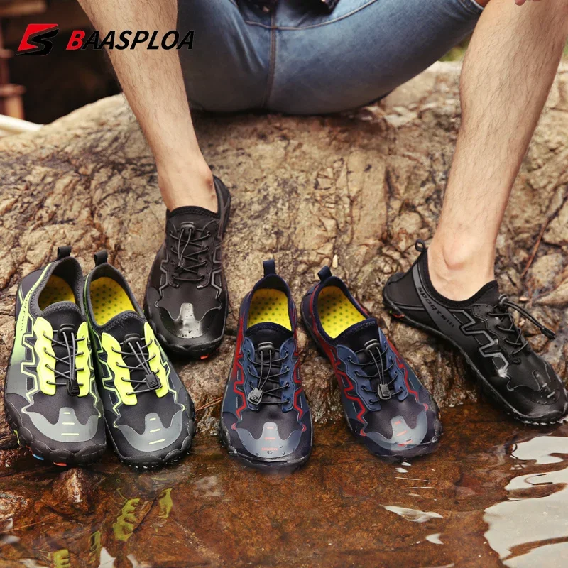 Baasploa 2025 أحذية ماء للجنسين سريعة الجافة جورب الشاطئ أحذية بيرفوت الرجال السباحة المنبع حذاء رياضة ضوء اليوغا أكوا حذاء مخطط