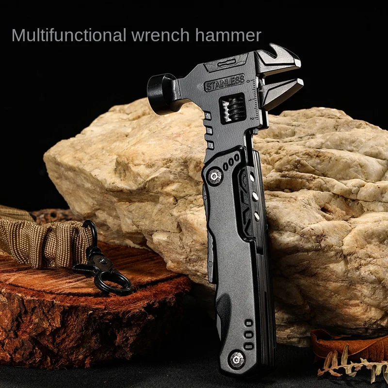 Universal Folding Pliers Hammer Outdoor Knife Pliers EDC Tool Multifunctional Wrench Hammer Adjustable Flap Wrench Combination