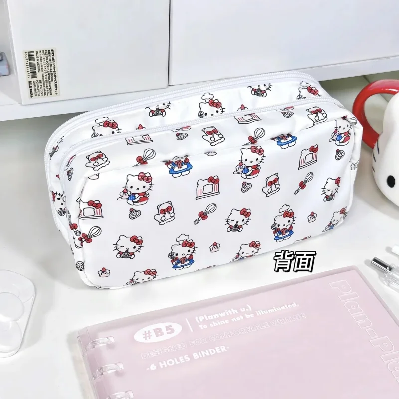 Sanrio Hello Kitty Pen Bag Cartoon Large Capacity Pencil Storage Bags Multifunctional Print Stationery Pouch School Supplies