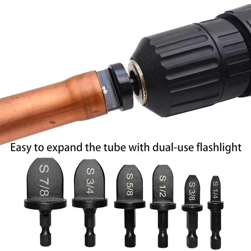 Expansor de tubo de cobre con mango Hexagonal, juego de reparación HVAC, extensor de llamarada de agujero de tubo Manual, herramienta de adquisición, 5/6 Uds.
