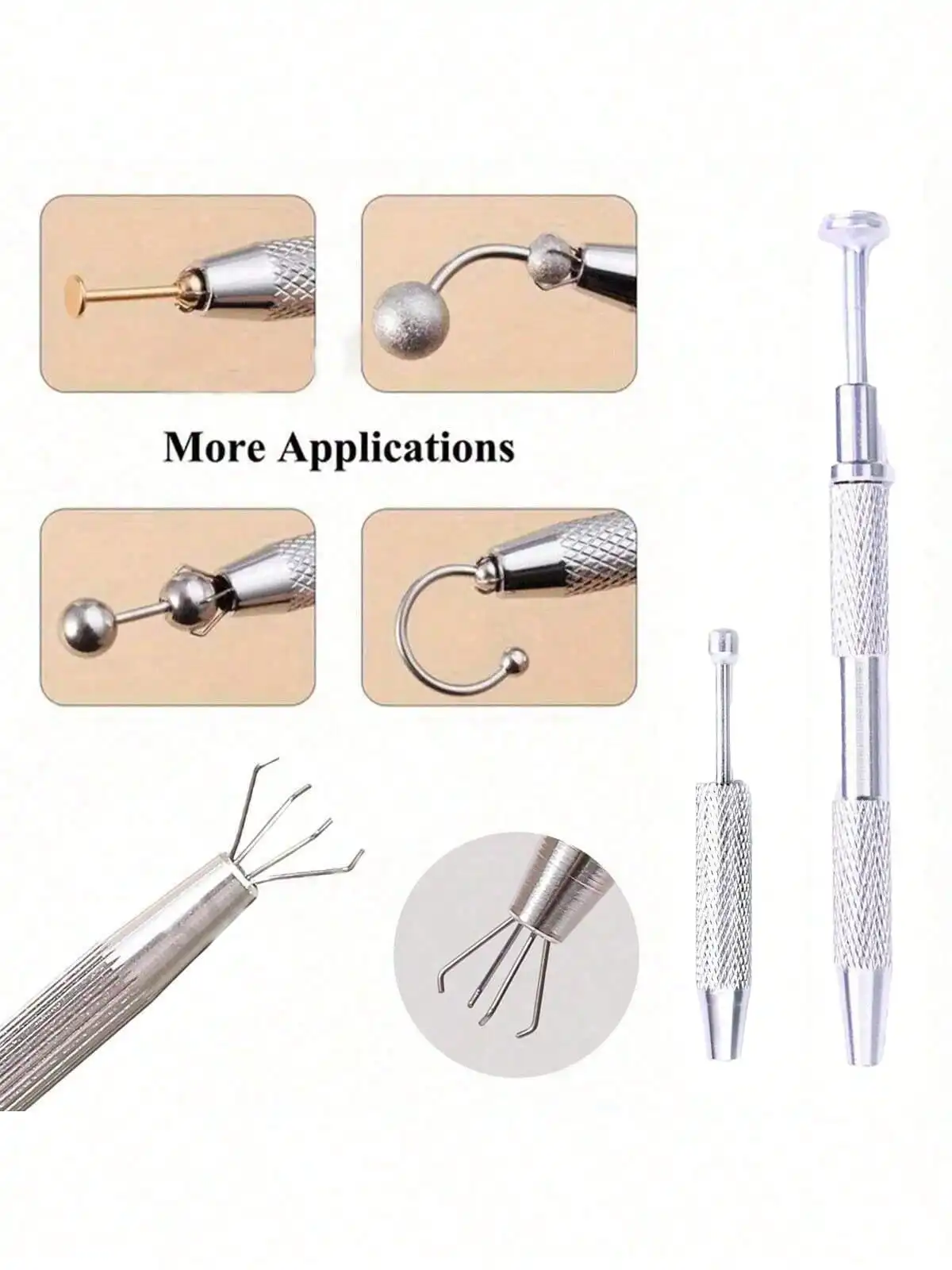 1/2pcs Jewelry Grabbing Tool, Alloy Perforated Ball Grabbing Tool, Used For Small Part Grabbers, Manicure Tool Precise Stainless Steel Jewelry Tweezers, Pearl Steel Ball Clip