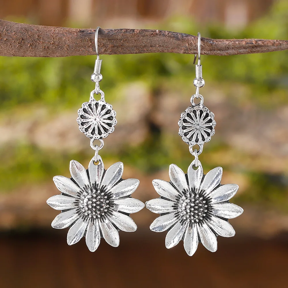 

Аксессуары для самостоятельного изготовления: европейские и американские трансграничные серьги-подвески в стиле ретро с объемным подсолнухом, модные и простые.