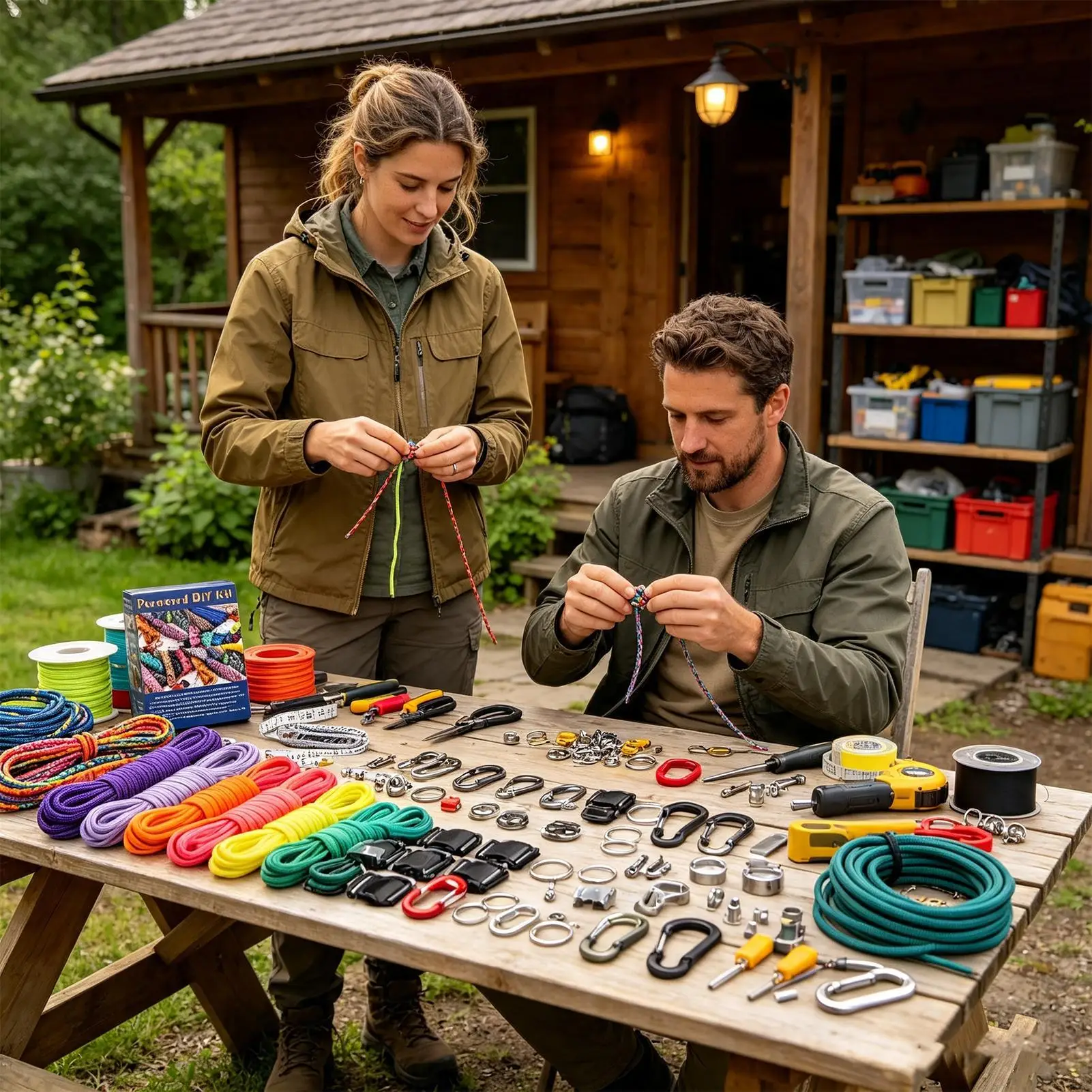 Paracord Kits For Adults 16-Color With Carabiners Key Rings DIY Multifunction Survival Paracord String For Home Camping Hiking