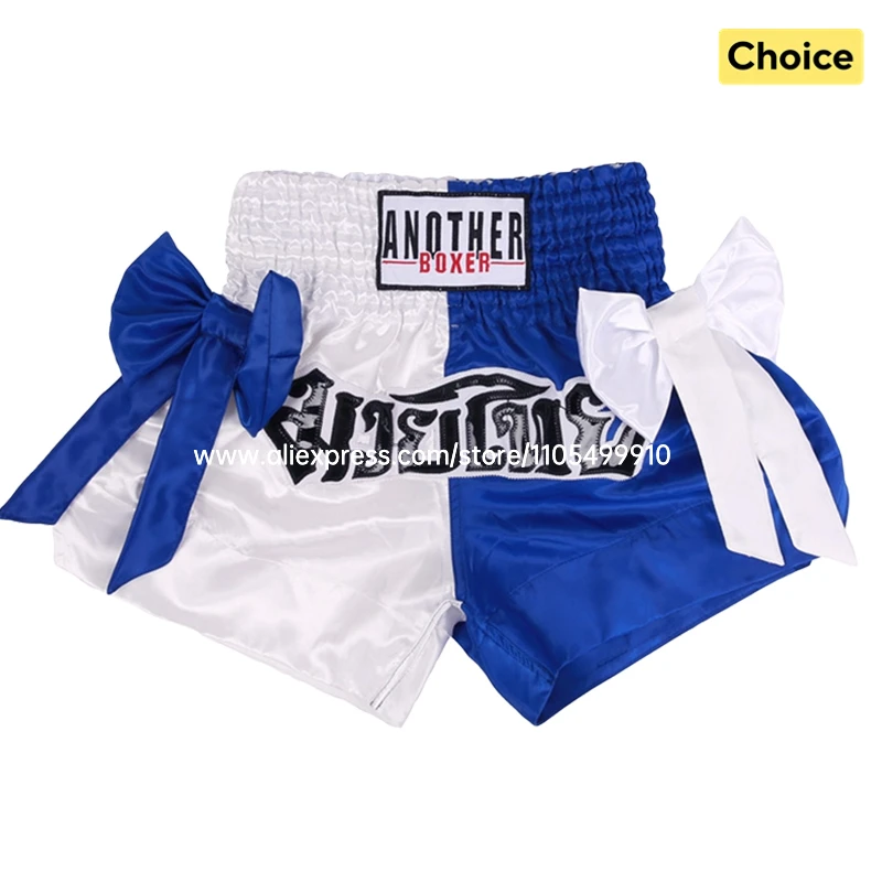 calcoes-de-boxe-tailandes-com-laco-azul-e-branco-calcoes-de-muay-thai-com-bordado-calcoes-de-kickboxing-em-cetim-roupa-para-mma-sparring-e-luta-em-gaiola