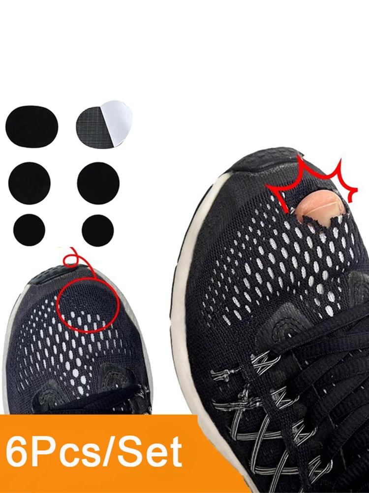Patch de réparation noir pour chaussures de sport, 6 pièces, patchs auto-adhésifs Vamp, Patch de trou de chaussures lavable