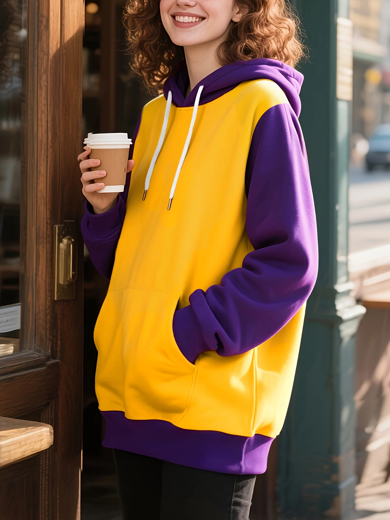 

Autumn Winter 3D Fashion Color Blocking Women's Hoodies Oversize Minimalist Comfortable Breathable Casual Long Sleeve Clothing