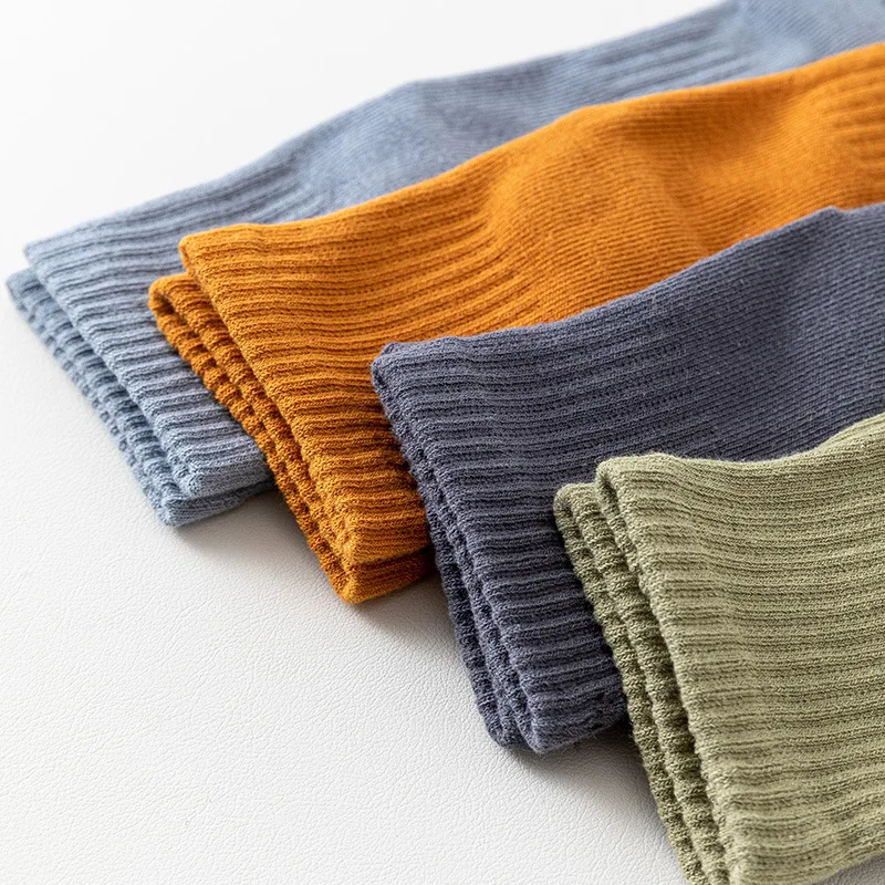 5 Pairs Spring Autumn Solid Five Finger Socks Men's Mid-Tube Elastic Sweat-absorbing Casual Business Cotton Toe Socks 8 Colors