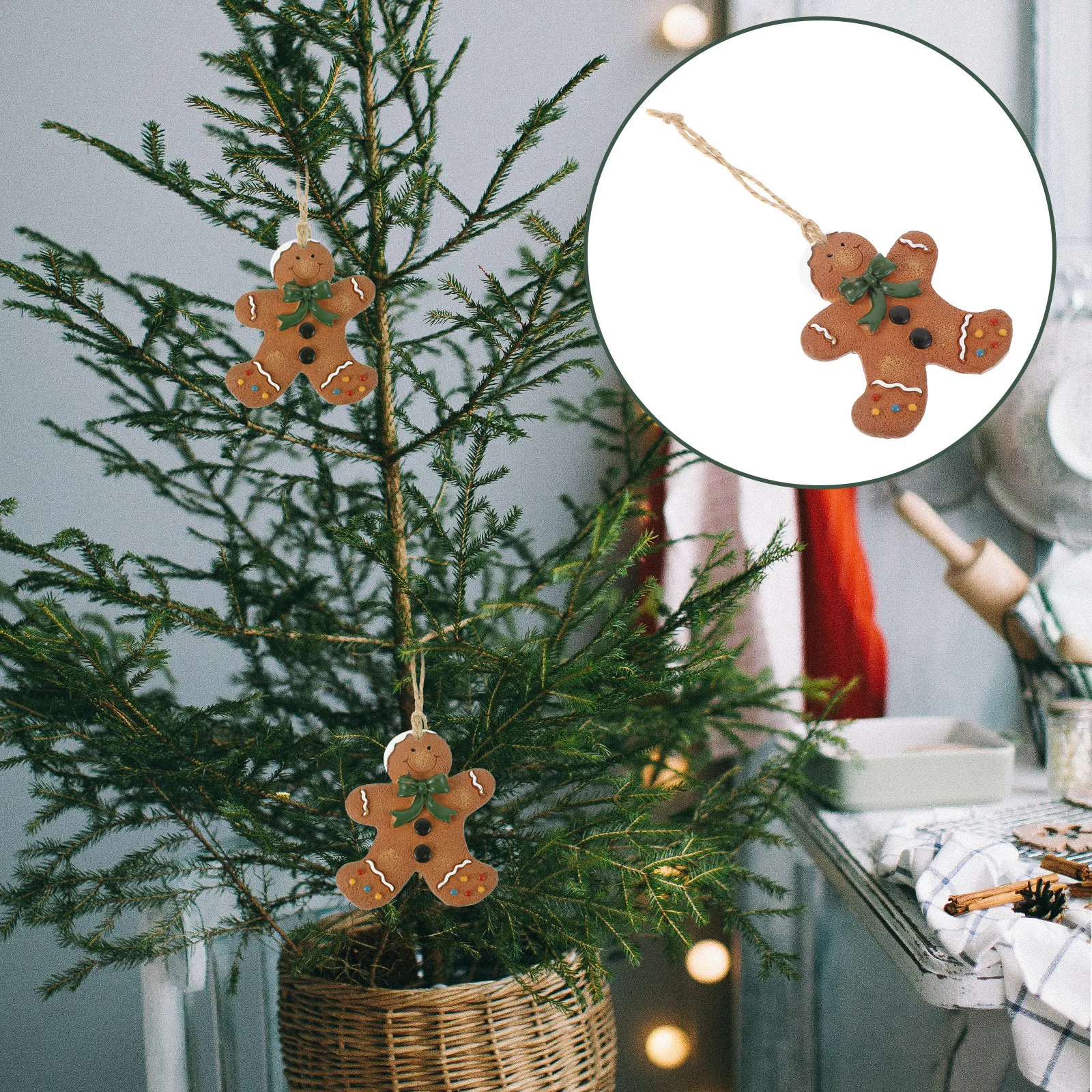 

1Pcs Gingerbread Man Resin Pendant Christmas Tree Hanging Decor Holiday Festival Party Supplies Home Decoration