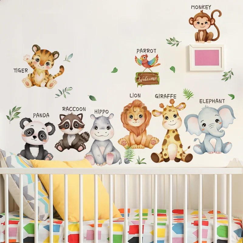 Cartoon Animal Background Wall Stickers Children Room Kindergarten Room Living Room Decoration Sticker Self-adhesive Removable