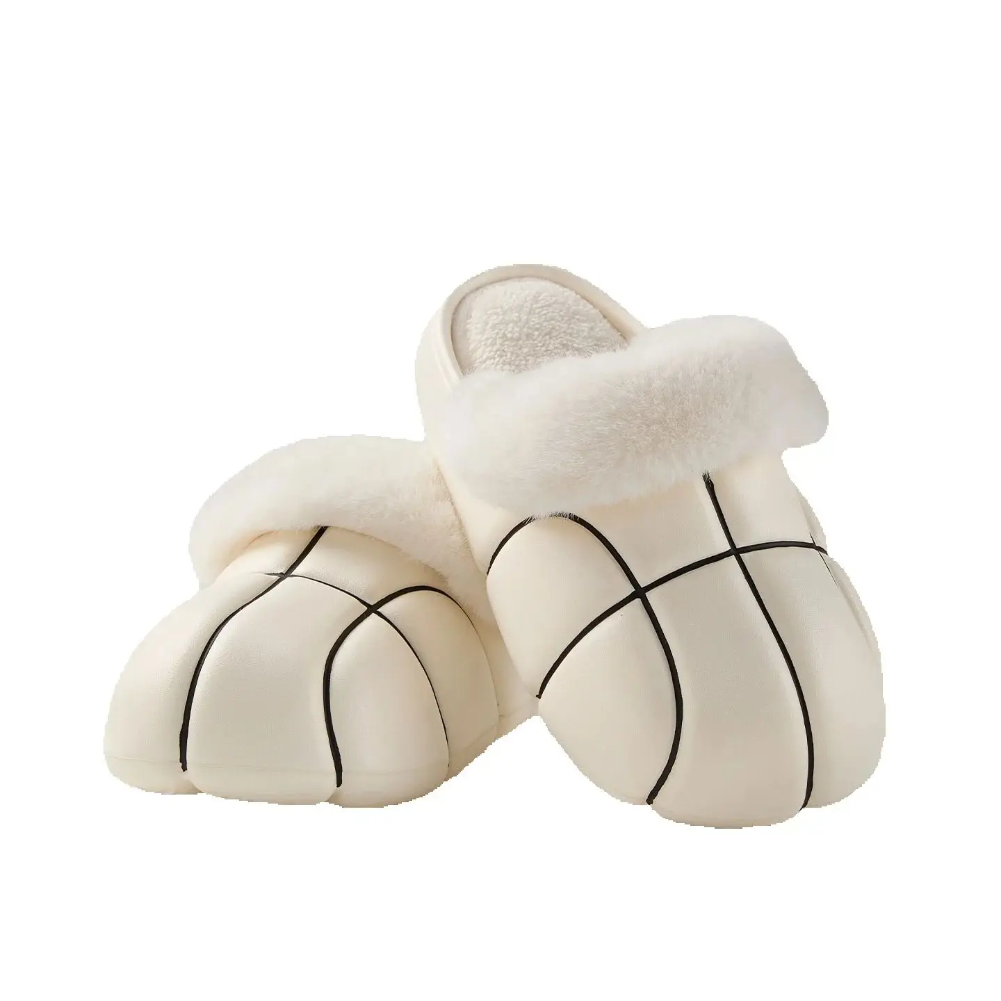 Creative Basketball Winter Slippers for Women Plush Collar Mules Indoor Shoes Unisex Home Flip Flops Waterproof