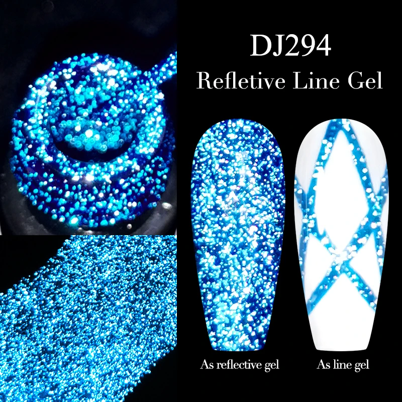 MEET ACROSS 5ml Reflective Glitter Liner Gel Nail Polish Black UV Painting Semi Permanent Gel Varnishes Nails Art For Manicure