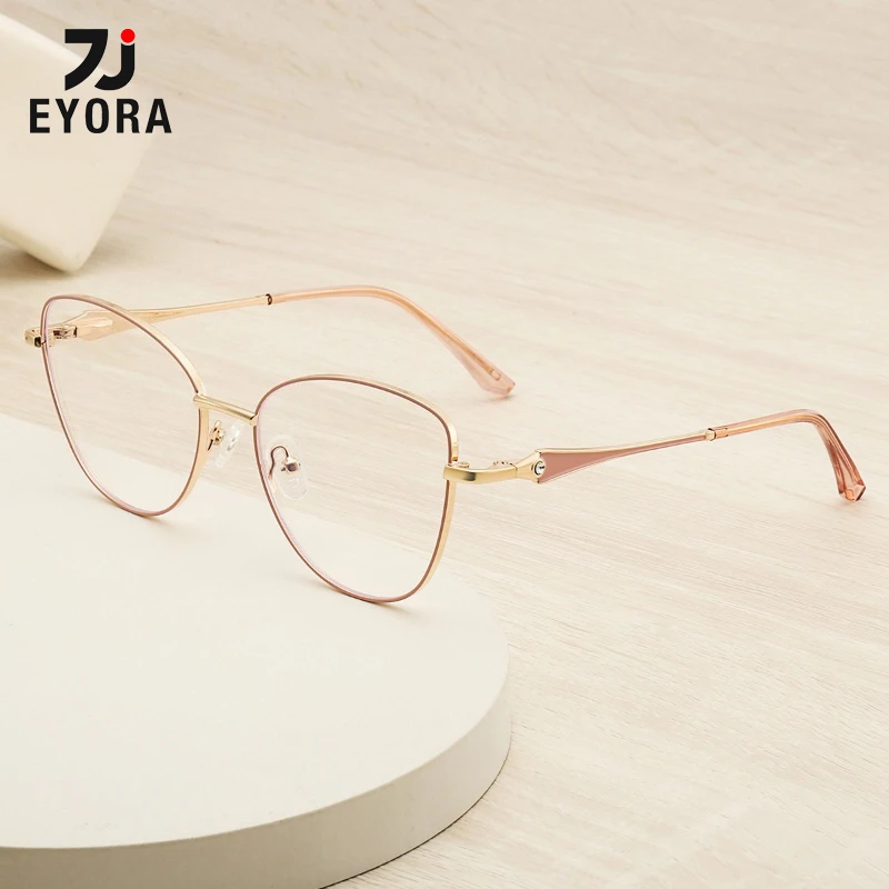 

EYORA Ultralight Metal Fashion Oval Reading Glasses Anti Blue Light Myopia and Hyperopia Photochromic Prescription Eyewear Lens
