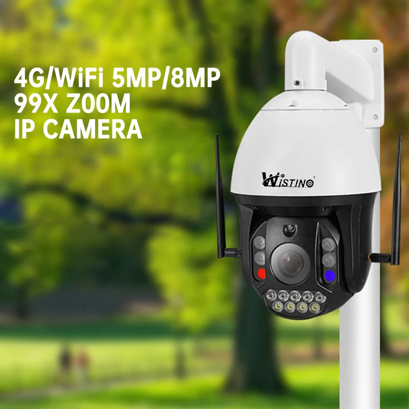 Wistino 4K HD 99X ズームネットワークカメラカラーナイトビジョン赤と青の光アラーム Cctv セキュリティカメラ