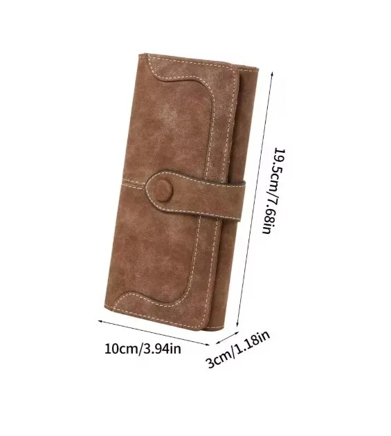 Dompet Panjang Wanita Dompet Wanita Kulit Matte Suede Palsu Tas Ponsel Tas Tangan Gesper Lipat Dompet Wanita Hadiah Clutch Tempat Kartu