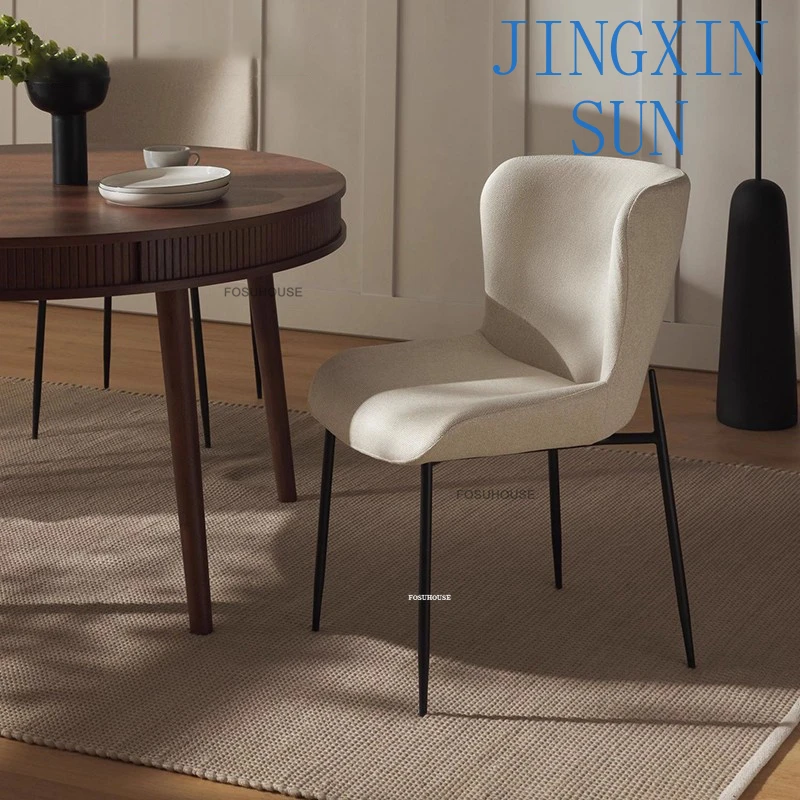 Wrought Iron Backrest Chair European Fabric Dining Chairs Luxury Kitchen Furniture Restaurant Single Sofa Bedroom Dressing Chair