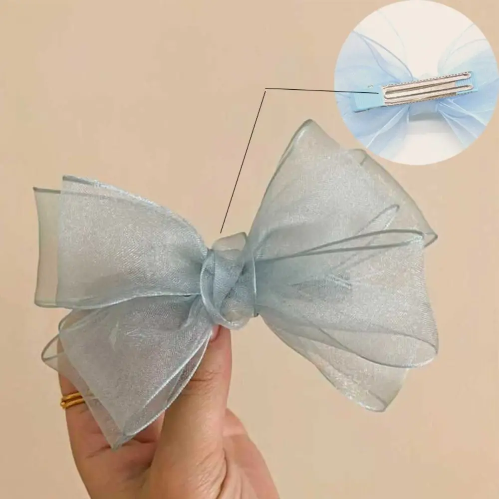 أنيقة شبكة الشاش الأميرة القوس الأطفال مشبك شعر لطيف عدم الانزلاق الطفل دبابيس الشعر بلون أعلى مقاطع إكسسوارات الشعر #5