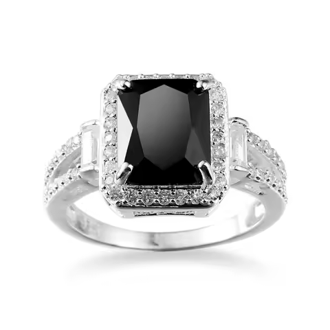 Charm Female Black Square Zircon Stone Ring 925 Sterling Silver Promise Weddind Rings for Women Big Crystal Ring Jewelry Anillos