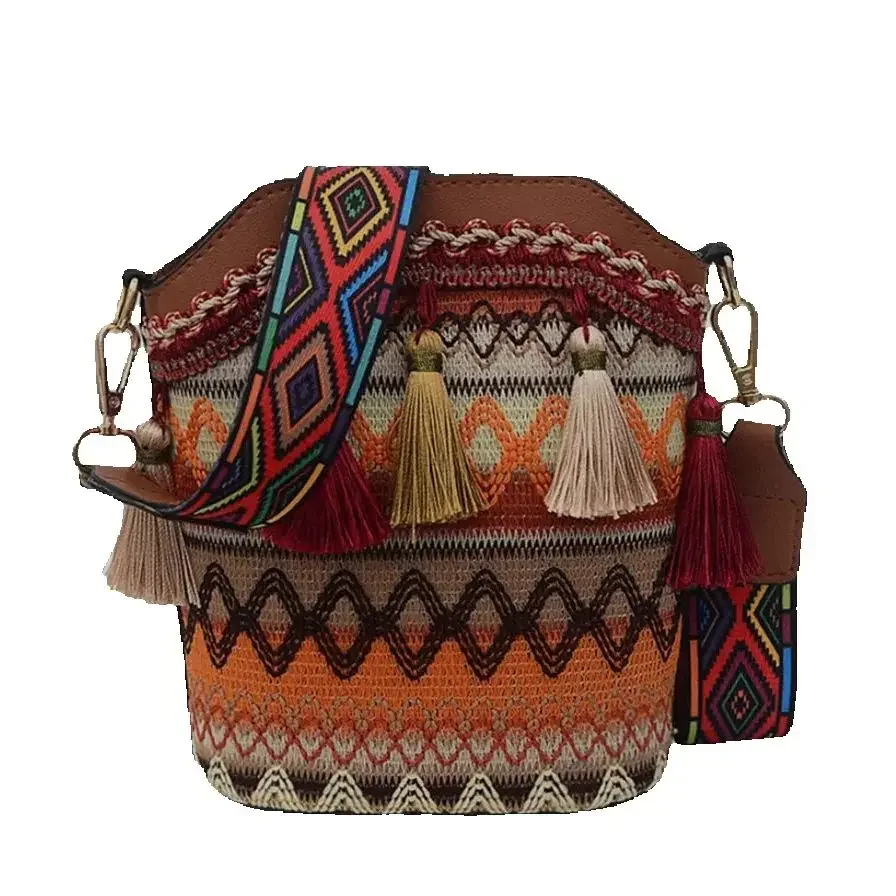 

Fashion Women's Bag Tassel Bohemian Style Handwoven Crossbody Bag For Lady Bag Shoulder Bags Ladies Bucket bag Storage Wallet