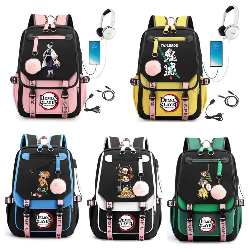 

Demon Slayer Anime Kimetsu No Yaiba USB Backpacks Student School Bag Notebook Travel Large Capacity Backpack Birthday Gifts