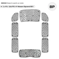Silver Sunshade for Nissan Elgrand E51 4 Layers Heat Insulation Structure Specific Coldproof Heatproof Shading Car