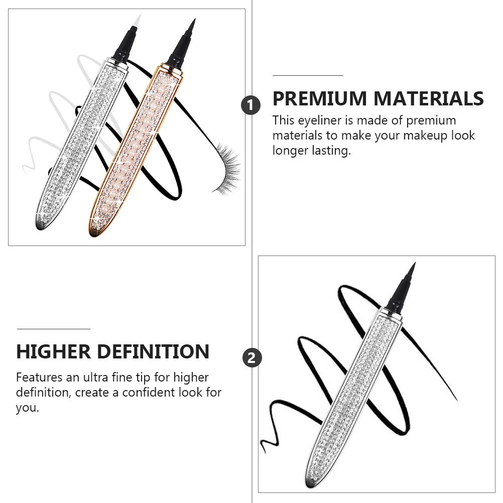 

2Pcs Waterproof Eyeliners Self-Adhesive Makeup Pens Quick Drying Smudge-Proof Easy Application Strong Paste Eyelash Glue