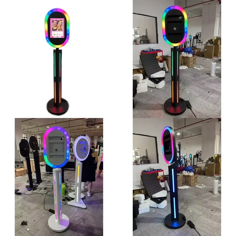 New Oval Portable DSLR Selfie Booth for iPad Photo Booth RGB Light Machine Camera Video Portable Mirror Photo Booth Warranty