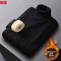 Thickened Fleece Warm Underwear High Collar Sweater Cotton Material for Men Winter Sports Style Long Sleeve Knitted Shirt
