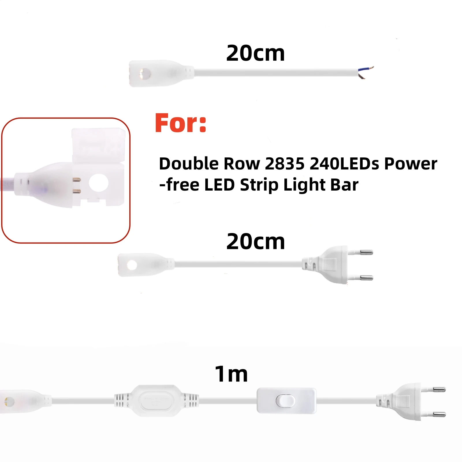 220-V-Netzteil für zweireihige 2835 240 LEDs, stromfreie LED-Streifenlichtleiste
