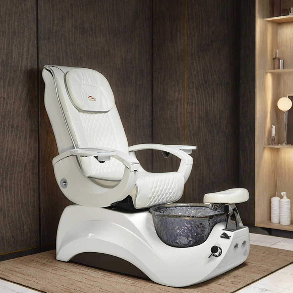 

Luxury Electric Armchair With White And Black Back Massage, Foot Spa, Foot Massage, Nail Art, And Pipe