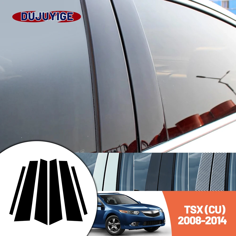 

Bright black carbon fiber door and window B C Pillar sticker suitable For Acura TSX CU 2008-2014 2009 2010 2011 2012 2013