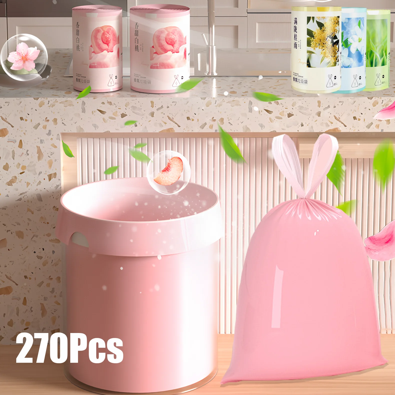 Bolsas de basura con cordón para fragancia, bolsa de basura para residuos de cocina, bolsas de polvo gruesas para inodoro, bolsas de almacenamiento de limpieza de basura para el hogar