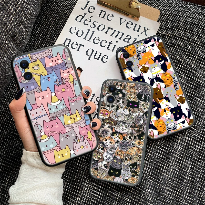 61LM Retro cat Soft Case for Samsung A03 A50 A51 A52 A53 A6 A7 A8 Plus A9 A70 A71 A72 A73 A81 A82 A91 M20 M30 M30S M51