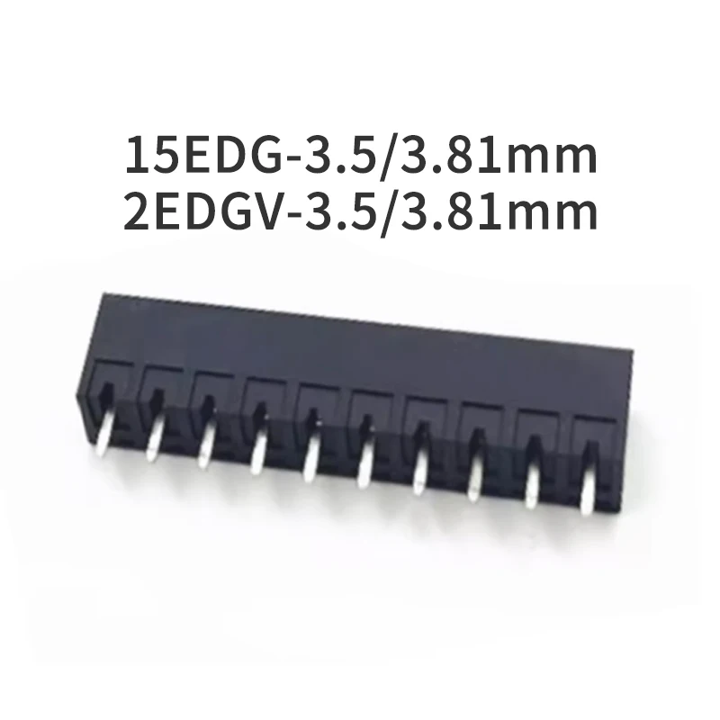 (10 Pcs) Plug-in PCB terminal block 15EDG-3.5/3.81mm Black 2EDGV-3.5/3.81mm Pointer Wiring Terminal Block 2P 3P 4P 5P 5P 6P~16P