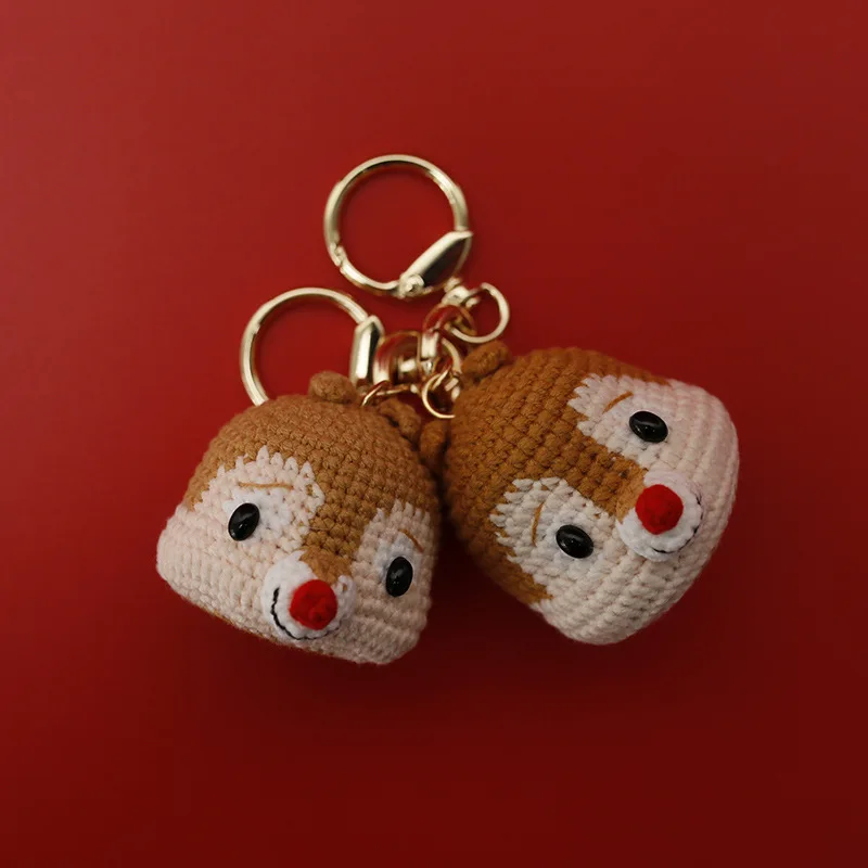 

Cartoon Animal Series Little Doll DIY Handmade Wool Hooked Couple Keychain or Backpack Pendant Adornment Cute Boutique Gift