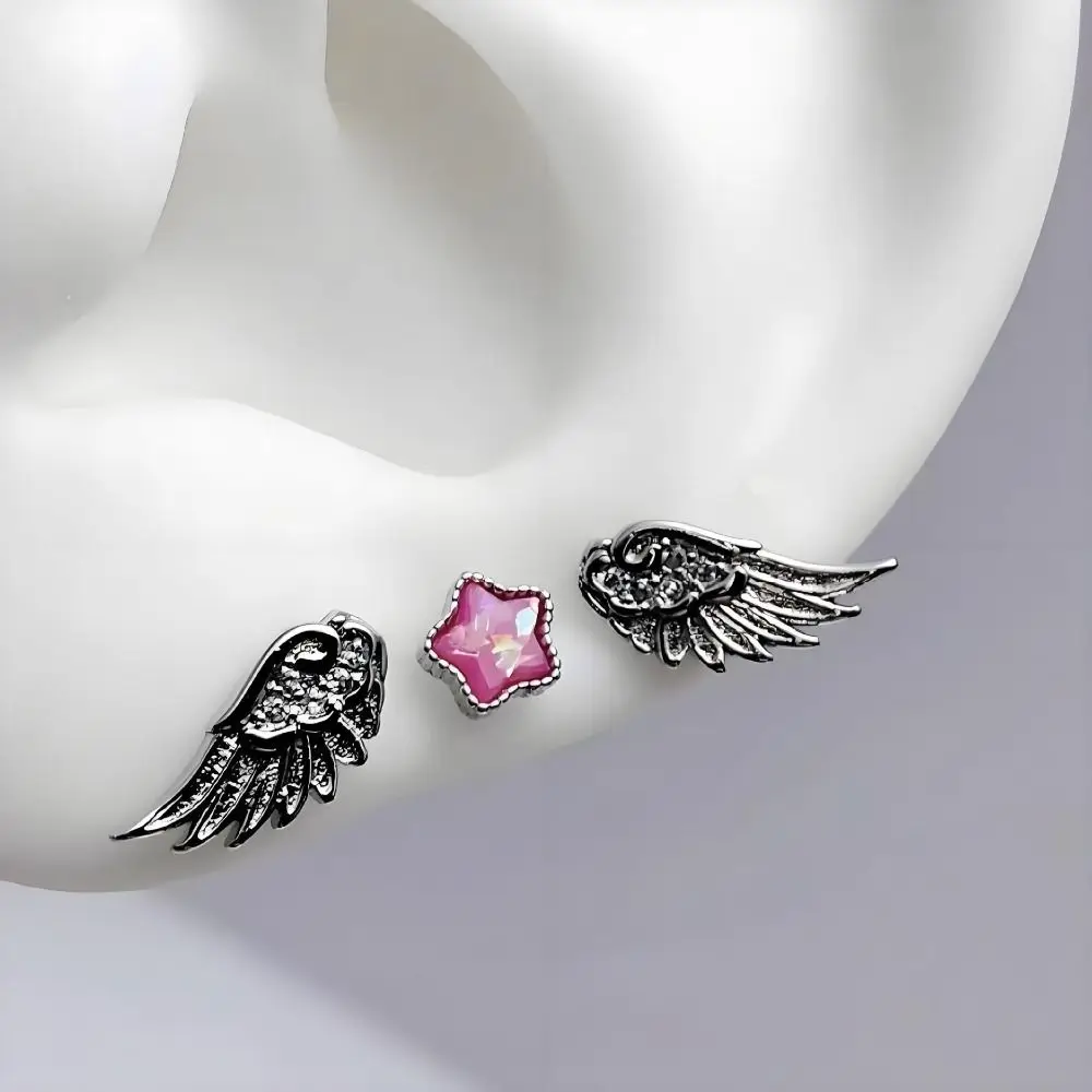 Stainless Steel Ear Bone Earrings Niche Design Shiny Wings Earring Multiple Ear Holes Women Accessories Stud Earrings Daily Wear