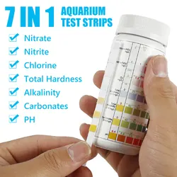 100Pcs Aquarium Test Strips Water pH Test Strip 7 IN 1 Fish Tank Test Kit Freshwater Saltwater Water Quality Test Strips