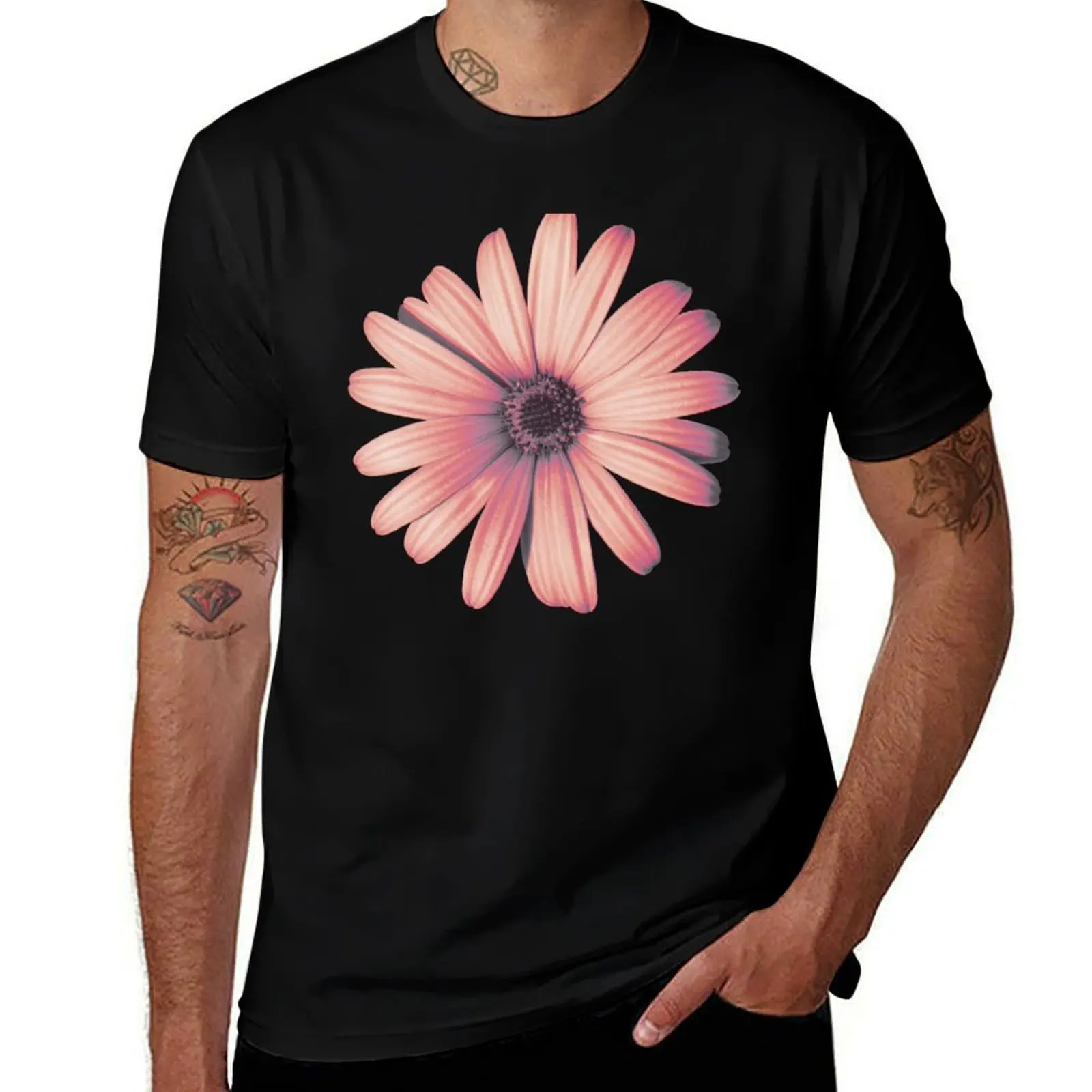 Daisy Red T-Shirt Trendy Pattern T-Shirt for Men