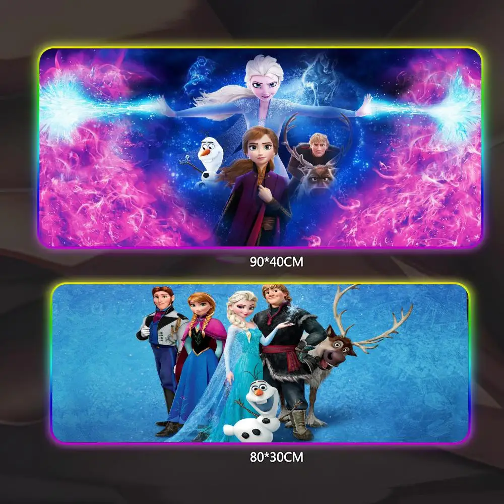 

Коврик для мыши Disney Frozen, геймерский люминесцентный светодиодный коврик для мыши, игровой стол, RGB настольный коврик, клавиатура, коврик для мыши для ПК